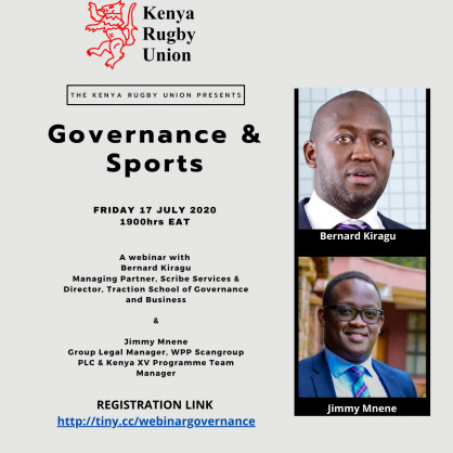 Kenya Rugby Union to host Governance Webinar