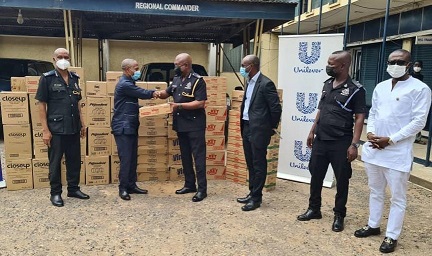 Unilever presents items to Tema Police Command